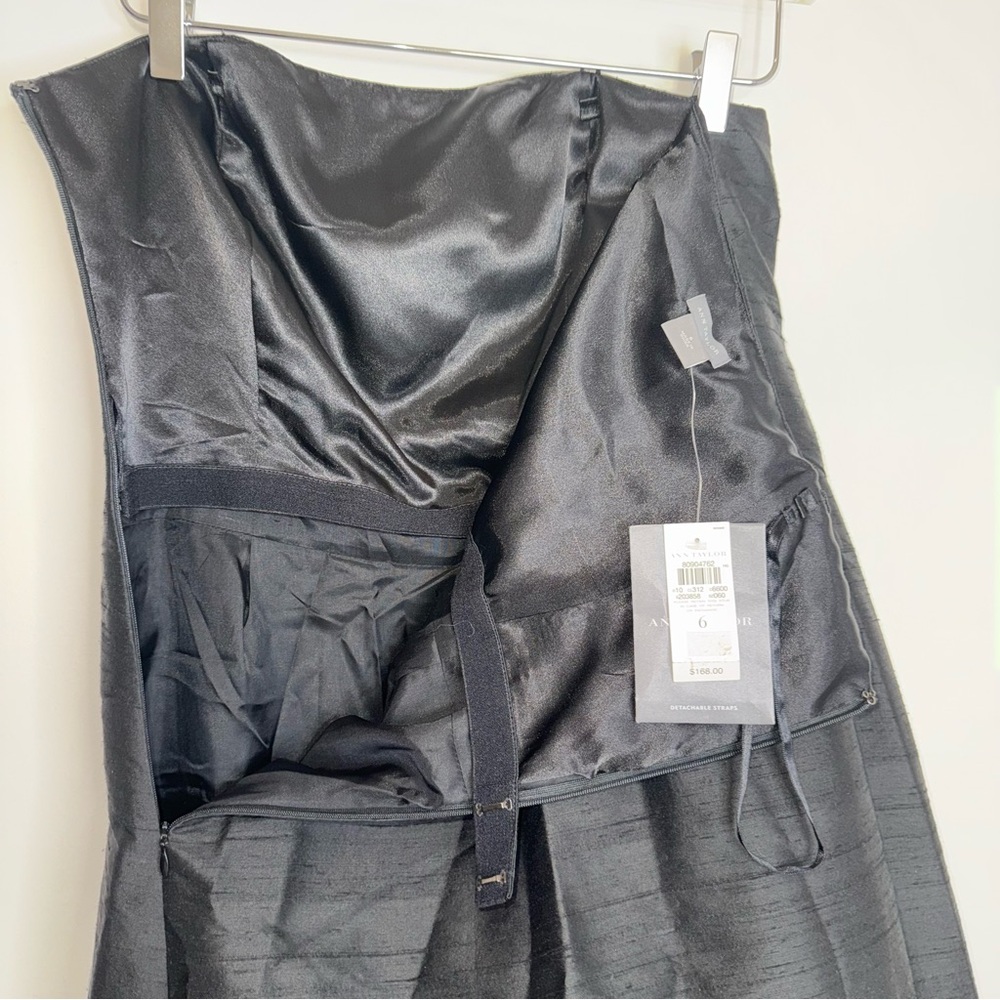 Ann Taylor Black Strapless Pleated A-line Dress - Picture 13 of 16